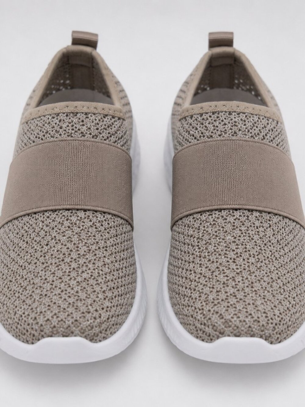 Women's Beige Slip-On Sneakers Size 6.5 (EU 37) | Lightweight Breathable Mesh